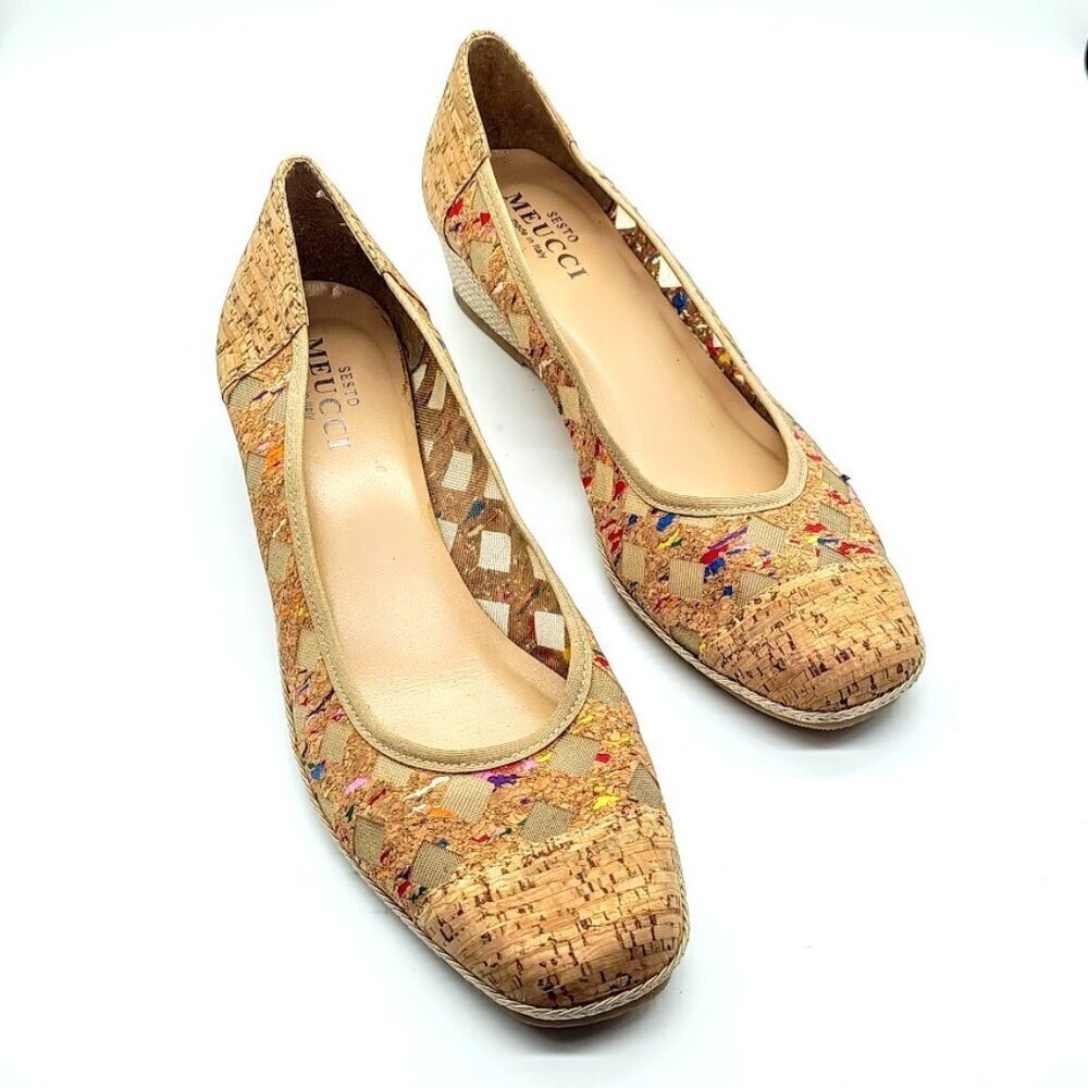 Sesto Meucci Italy Myra Cork Mesh Jute Espadrilles